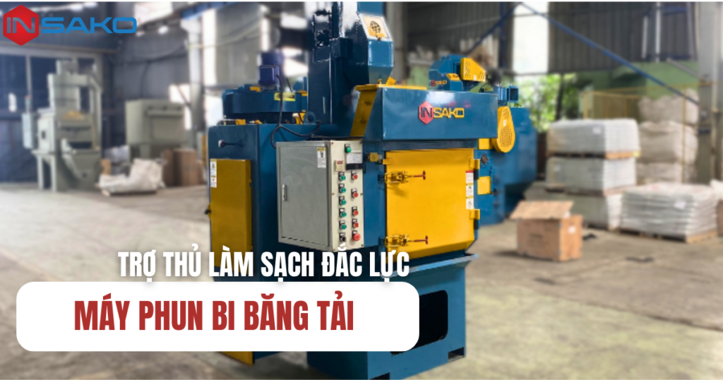 Ảnh bìa máy phun bi băng tải